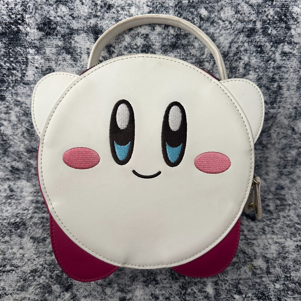 Kirby Bioworld Circle Crossbody Bag Purse‎ Nintendo Pink White Missing Straps